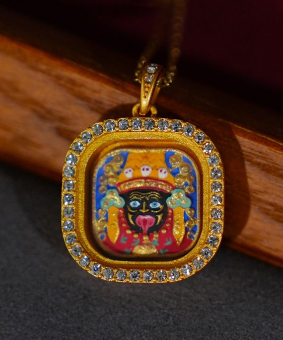 Mysterious gifts Modern Style Hand-Painted Zakiram Thangka Pendant Necklace