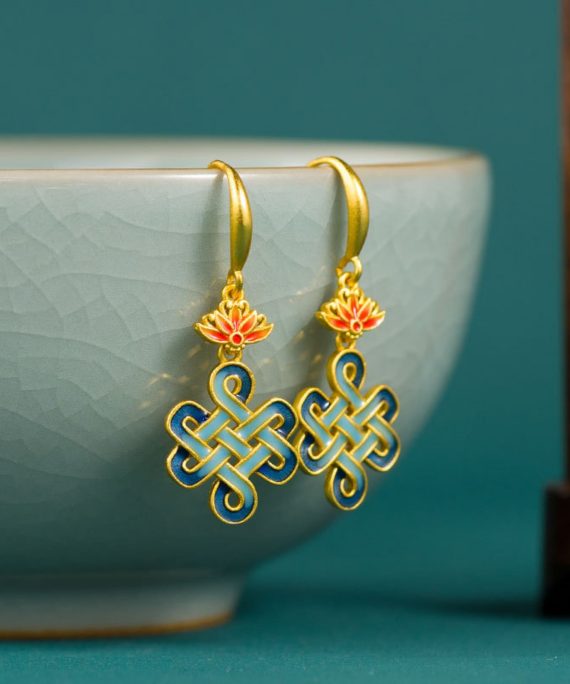 Mysterious gifts Cloisonné Chinese Knot Earrings