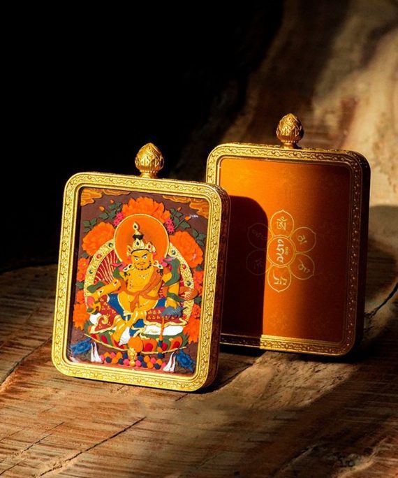 Mysterious gifts Hand-Painted 3D Thangka Brass Buddha Pendant Necklace (Gawu Box)