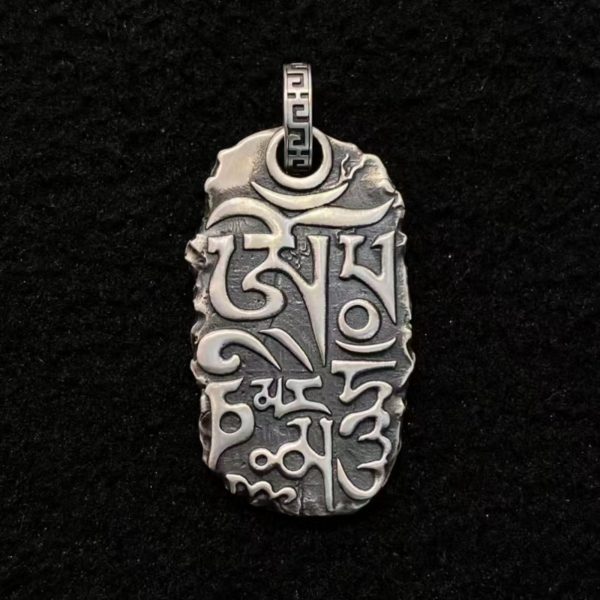 Tibetan Six-Syllable Mantra Silver Amulet