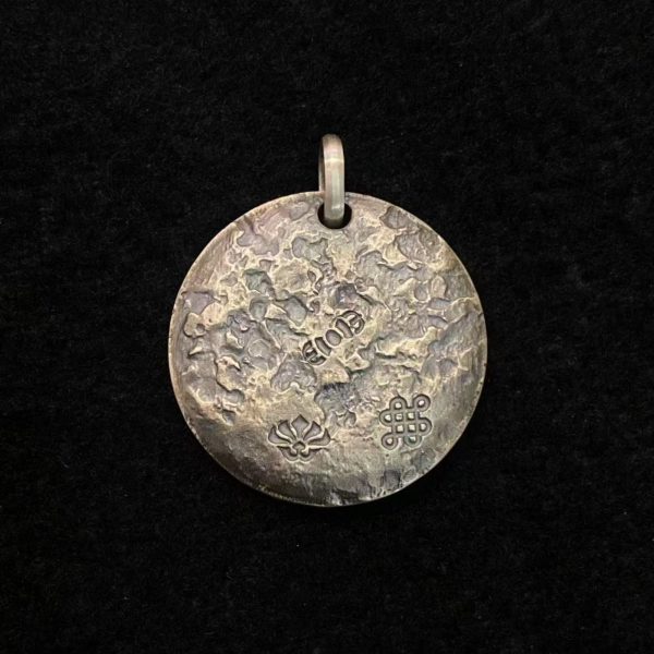Tibetan Buddha Hand & Vajra Silver Pendant Necklace