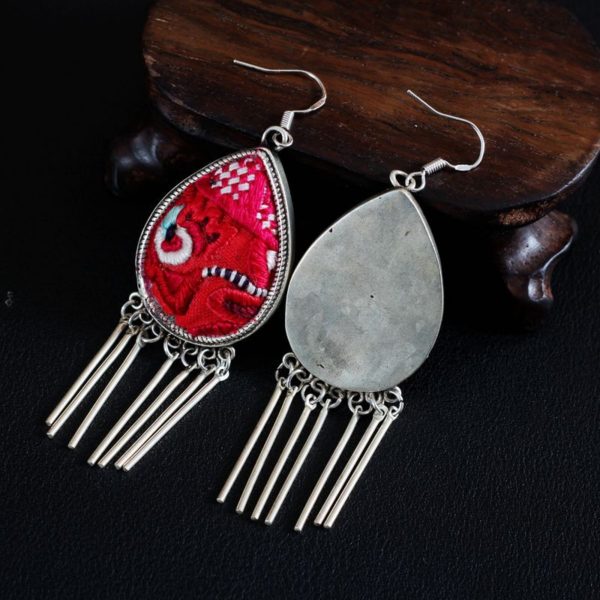 Mysterious gifts Miao Style Hand Embroidered Earrings