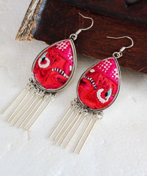 Mysterious gifts Miao Style Hand Embroidered Earrings