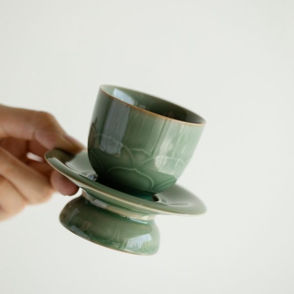 Mysterious gifts Yue Kiln Celadon Vintage Lotus Tea Cup