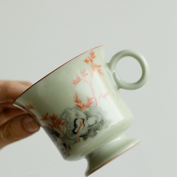 Mysterious gifts Ru Kiln Handmade Ceramic Coffee Cup and Saucer