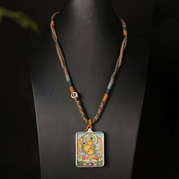 Handcrafted Cotton Cord & Tibetan Silver Chitipati Thangka Pendant Replacement Chain