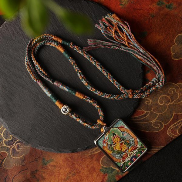 Handcrafted Cotton Cord & Tibetan Silver Chitipati Thangka Pendant Replacement Chain