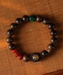 Natural Agarwood & Red Agate Mala Bracelet