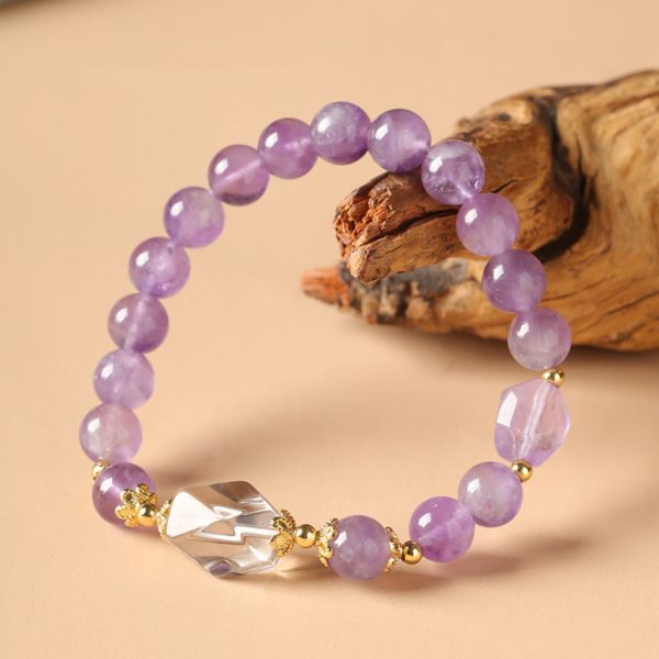 Natural Amethyst & Clear Quartz Bracelet