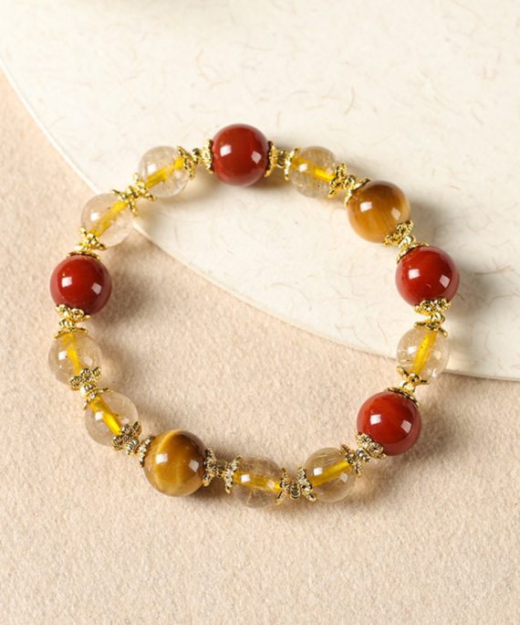 Natural Citrine & Red Agate Bracelet
