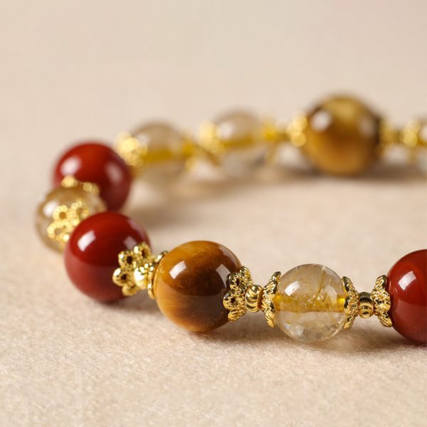 Natural Citrine & Red Agate Bracelet