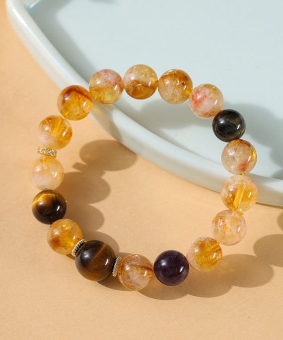 Natural Citrine & Tiger’s Eye Bracelet