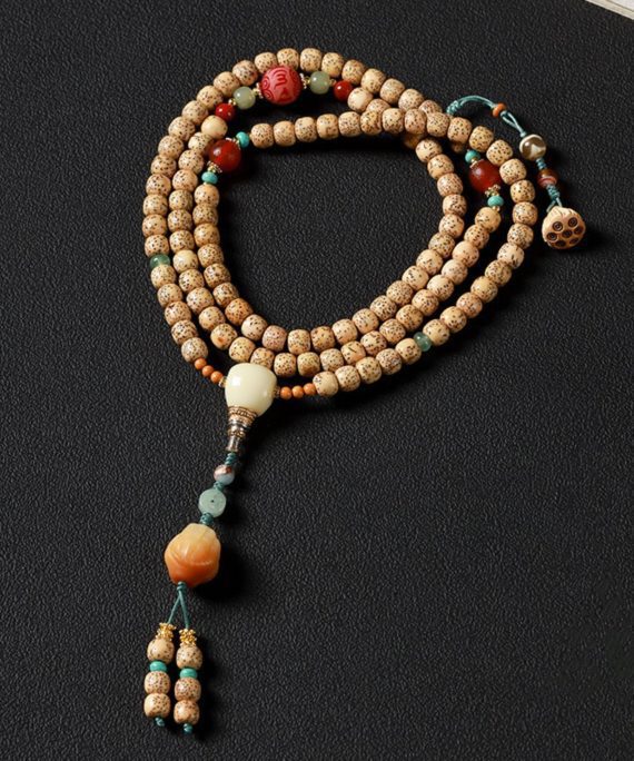 Tibetan 108-Bead Star & Moon Bodhi Buddha’s Hand Bracelet