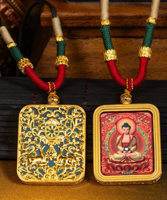 Tibetan Buddha Thangka Pendant Necklace