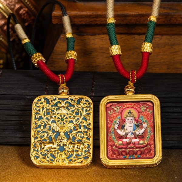 Tibetan Buddha Thangka Pendant Necklace