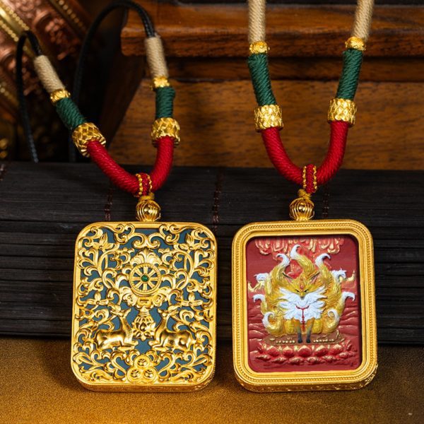 Tibetan Buddha Thangka Pendant Necklace