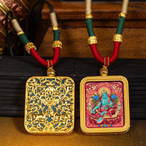 Tibetan Buddha Thangka Pendant Necklace