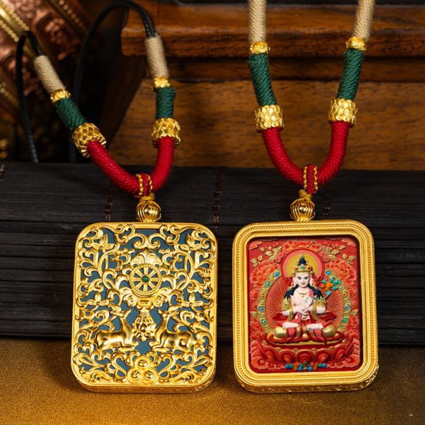 Tibetan Buddha Thangka Pendant Necklace