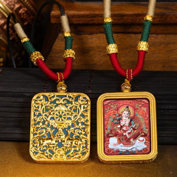 Tibetan Buddha Thangka Pendant Necklace