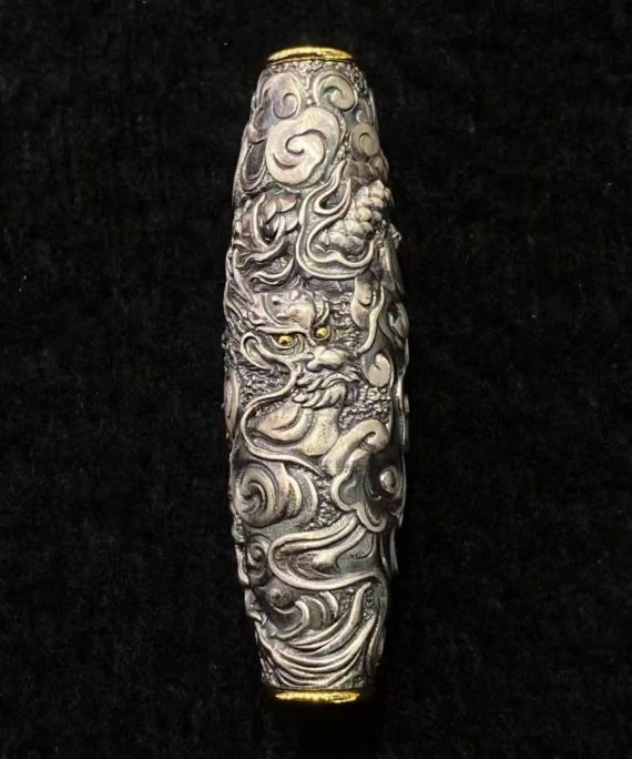 Tibetan Celestial Dragon Silver Amulet Necklace