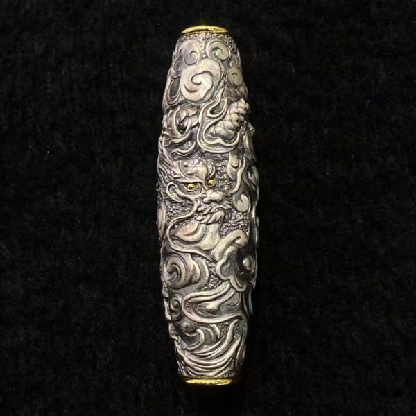 Tibetan Celestial Dragon Silver Amulet Necklace