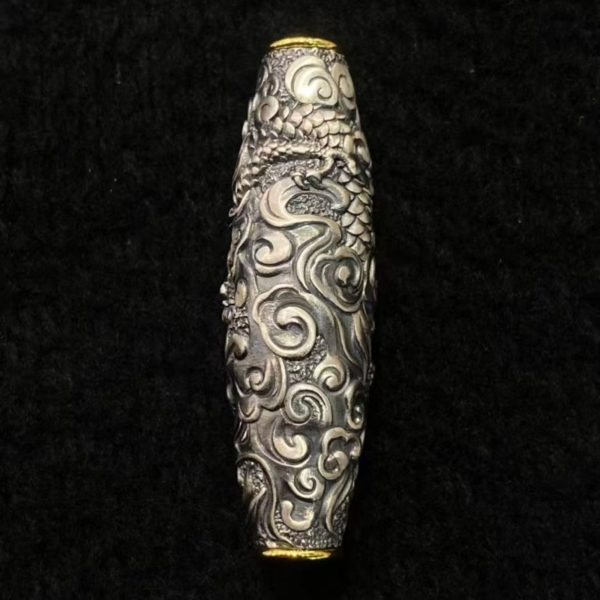 Tibetan Celestial Dragon Silver Amulet Necklace