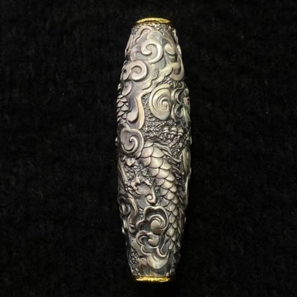 Tibetan Celestial Dragon Silver Amulet Necklace