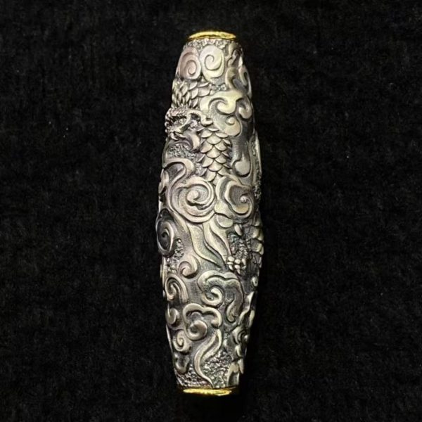 Tibetan Celestial Dragon Silver Amulet Necklace