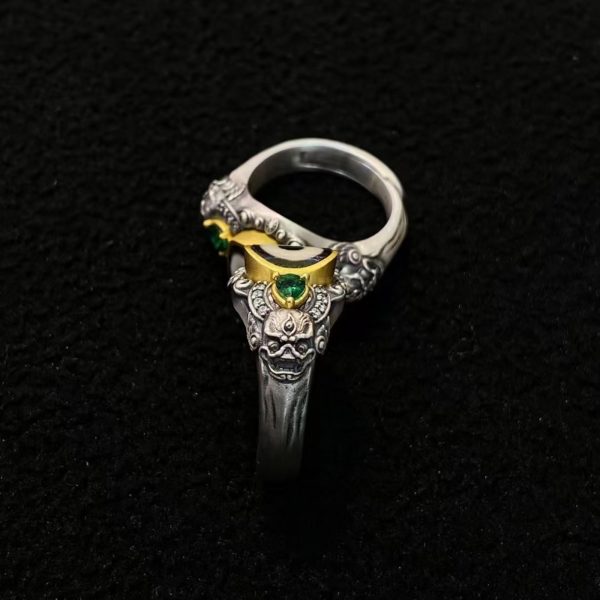 Tibetan Chitipati Dzi Silver Ring