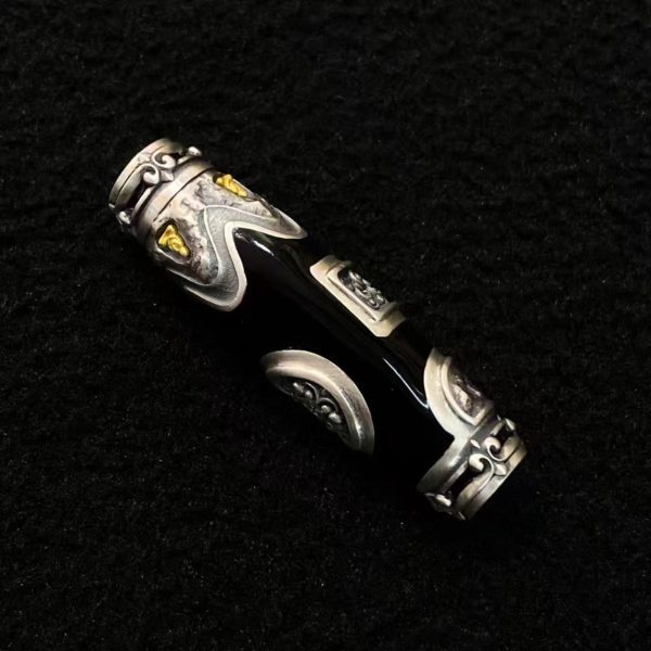 Tibetan Cloisonné Peace-Growth-Harmony Dzi Amulet Pendant