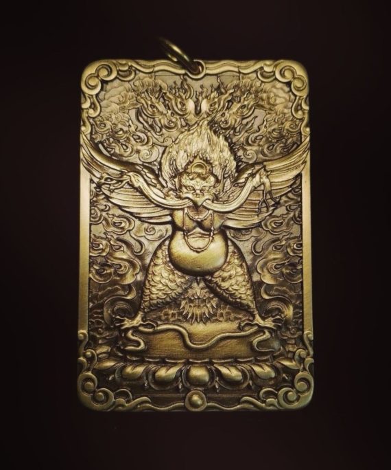 Tibetan Garuda Brass Amulet Pendant Necklace