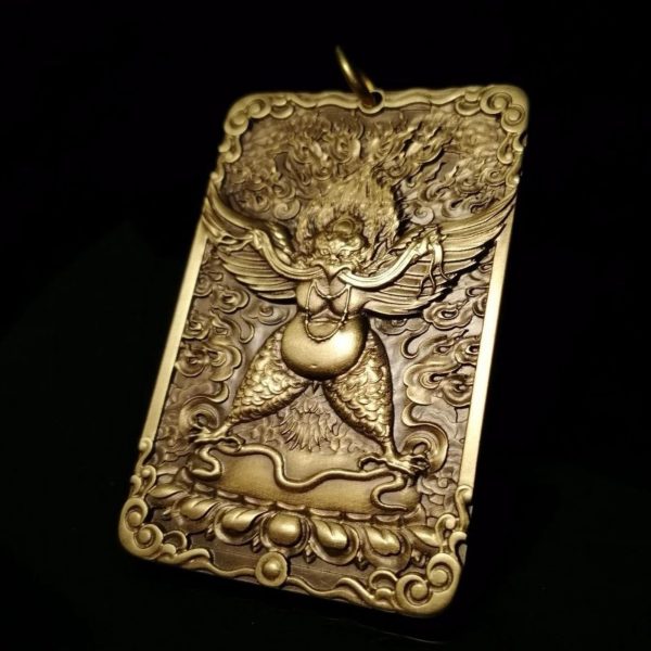 Tibetan Garuda Brass Amulet Pendant Necklace