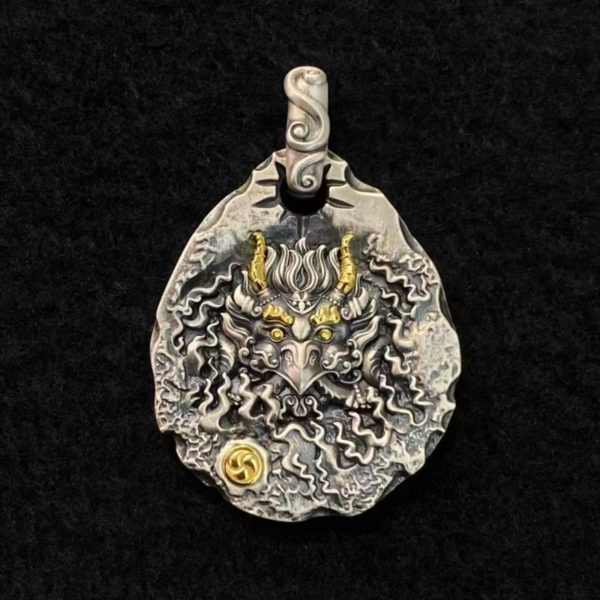 Tibetan Garuda & Dharma Silver Amulet Necklace