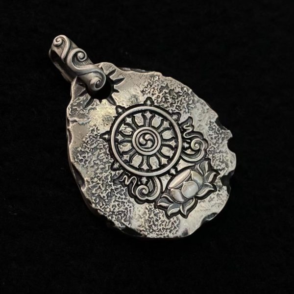 Tibetan Garuda & Dharma Silver Amulet Necklace