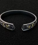 Tibetan Hand-Carved Chitipati Silver Bangle
