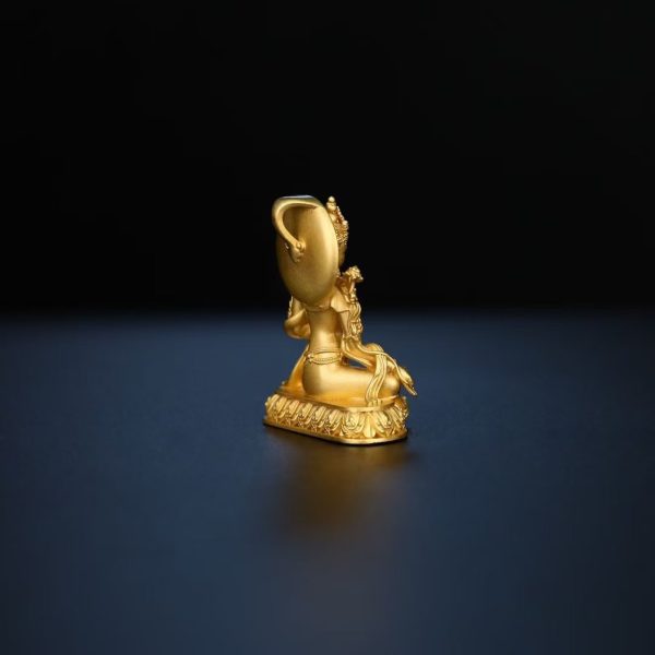 Tibetan Hand-Carved Green Tara Silver Shrine Statue
