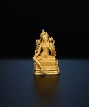 Tibetan Hand-Carved Green Tara Silver Shrine Statue