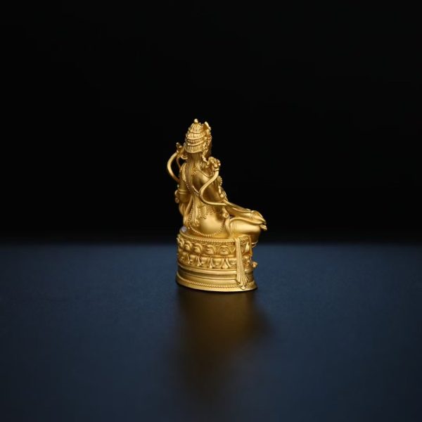Tibetan Hand-Carved Green Tara Silver Shrine Statue
