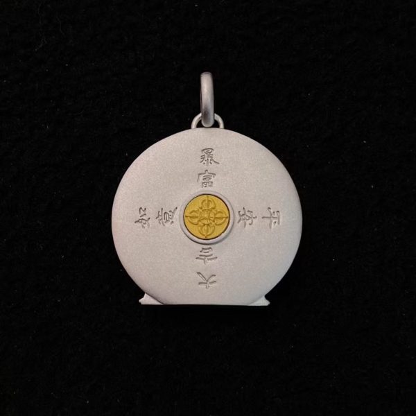 Tibetan Hand-Carved Manjushri Silver Pendant Necklace