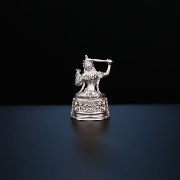 Tibetan Hand-Carved Manjushri Silver Shrine Statue