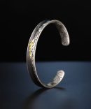 Tibetan Hand-Carved Mount Everest Gold & Silver Bangle