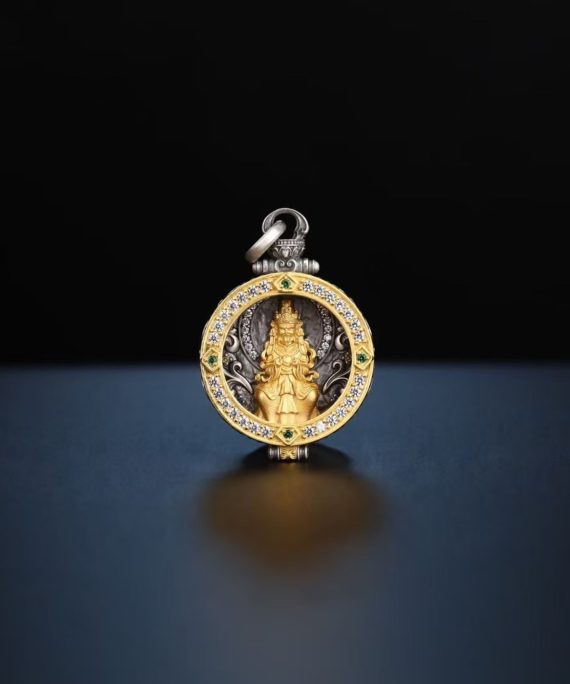 Tibetan Hand-Carved Zakiram Silver Gawu Box Pendant