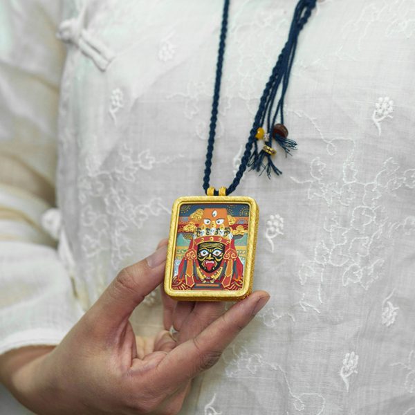 Tibetan Hand-Painted Buddha Thangka Gawu Pendant Necklace