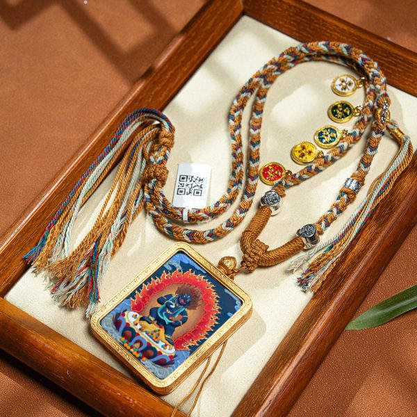 Tibetan Hand-Painted Buddha Thangka Necklace