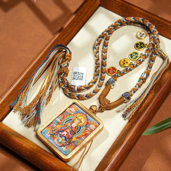 Tibetan Hand-Painted Buddha Thangka Necklace