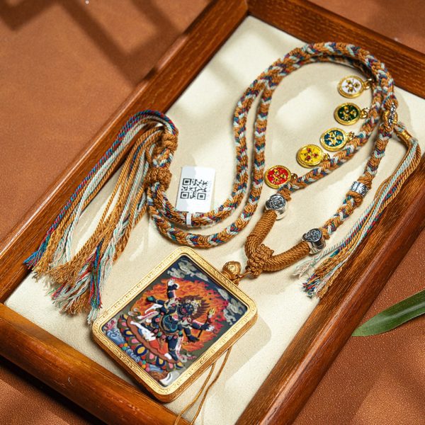 Tibetan Hand-Painted Buddha Thangka Necklace