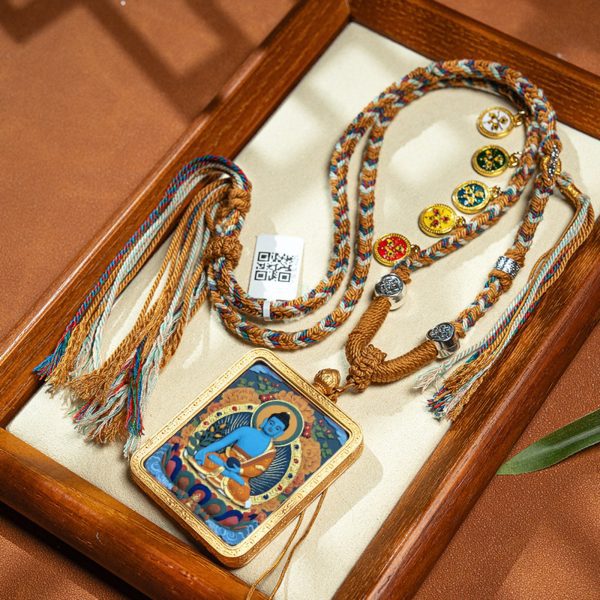 Tibetan Hand-Painted Buddha Thangka Necklace
