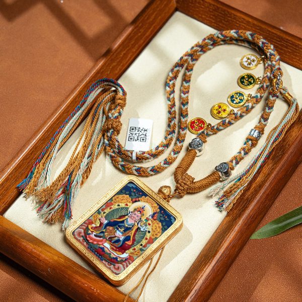 Tibetan Hand-Painted Buddha Thangka Necklace