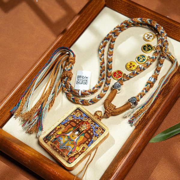 Tibetan Hand-Painted Buddha Thangka Necklace