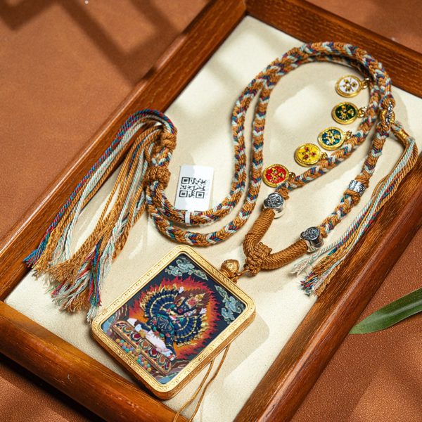 Tibetan Hand-Painted Buddha Thangka Necklace